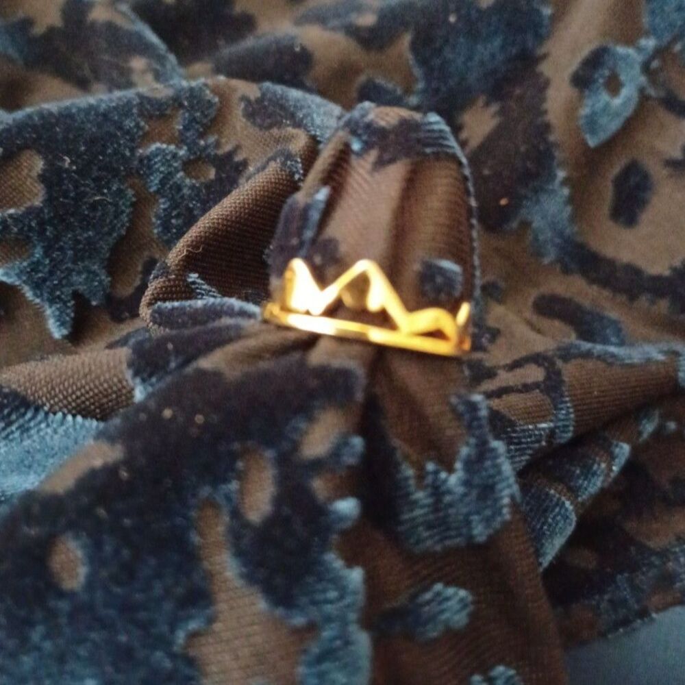 Bundle of Mountain Ring, Colorado Flag Necklace and Wave Ring  EUC  Minimalist